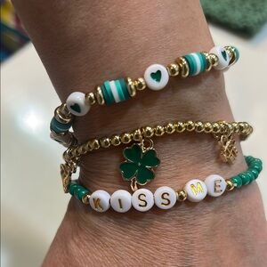St Patrick’s day Green and Gold Bracelet Set